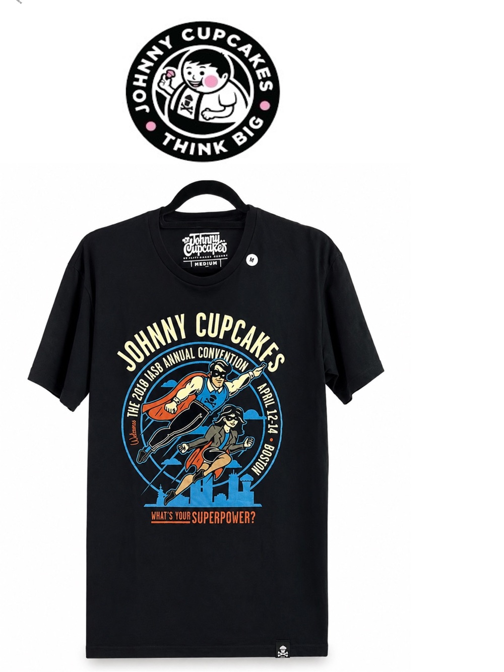 Johnny Cupcakes Men’s 2018 Tee IASB Boston Convention What’s Your‎ SuperPower